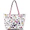 3 in 1 Flower Butterfly Print Scalloped Edge Tote Value SET