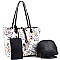 3 in 1 Flower Butterfly Print Scalloped Edge Tote Value SET