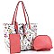 3 in 1 Flower Butterfly Print Scalloped Edge Tote Value SET