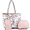 3 in 1 Flower Butterfly Print Scalloped Edge Tote Value SET