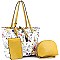 3 in 1 Flower Butterfly Print Scalloped Edge Tote Value SET