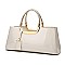 GLOSSY METAL FRAMED SATCHEL BAG