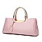 GLOSSY METAL FRAMED SATCHEL BAG