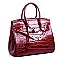 PATENT CROCODILE PADLOCK SATCHEL