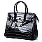 PATENT CROCODILE PADLOCK SATCHEL