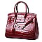 PATENT CROCODILE PADLOCK SATCHEL