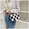 CHECKERED WEAVE CHAIN STRAP SHOULDER MESSENGER BAG