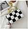 CHECKERED WEAVE CHAIN STRAP SHOULDER MESSENGER BAG