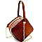 Ostrich Embossed Boxy Medium Satchel Shoulder MH-LHU164