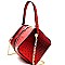 Ostrich Embossed Boxy Medium Satchel Shoulder MH-LHU164