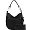 Braid Accent Large Hooked Single Strap Hobo Wallet SET