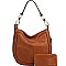 Braid Accent Large Hooked Single Strap Hobo Wallet SET