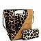 METAL HANDLE LEOPARD PRINT SATCHEL WALLET SET