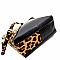 METAL HANDLE LEOPARD PRINT SATCHEL WALLET SET