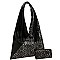 ASYMMETRICAL SNAKE PRINT HOBO WALLET SET