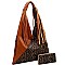 ASYMMETRICAL SNAKE PRINT HOBO WALLET SET