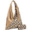 ASYMMETRICAL SNAKE PRINT HOBO WALLET SET