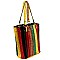2 in 1 Color Block Ostrich Print Accordion Tote