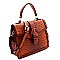 Buckle Accent Ostrich Embossed Flap Satchel MH-LMS089