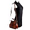 Buckle Accent Ostrich Embossed Flap Satchel MH-LMS089