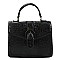 Buckle Flap Ostrich Croc Print Satchel