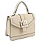 2-Way Resin Metal Buckle Accent Flap Satchel