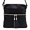 Mid-Zip Tassel Crossbody Bag