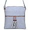 Mid-Zip Tassel Crossbody Bag