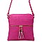 Mid-Zip Tassel Crossbody Bag
