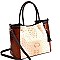 COLOR BLOCK OSTRICH PRINT TOTE WALLET SET