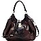 OSTRICH PRINT PUSH-LOCK ACCENT HOBO