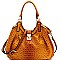 OSTRICH PRINT PUSH-LOCK ACCENT HOBO