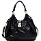 OSTRICH PRINT PUSH-LOCK ACCENT HOBO