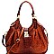OSTRICH PRINT PUSH-LOCK ACCENT HOBO
