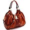 OSTRICH PRINT PUSH-LOCK ACCENT HOBO
