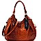 OSTRICH PRINT PUSH-LOCK ACCENT HOBO