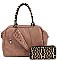 2IN1 MODERN STUDDED LEOPARD HANDLE SATCHEL WITH MATCHING WALLET