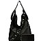 CROC-OSTRICH PRINT HOBO WALLET SET