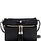 Bow Accent Tasselled Front Zip Crossbody