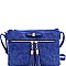 Bow Accent Tasselled Front Zip Crossbody