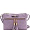 Bow Accent Tasselled Front Zip Crossbody