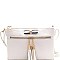 Bow Accent Tasselled Front Zip Crossbody