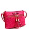 Bow Accent Tasselled Front Zip Crossbody