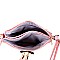 Bow Accent Tasselled Front Zip Crossbody