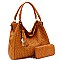 Tassel Accent Woven Large Hobo Wallet SET