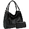 Tassel Accent Woven Large Hobo Wallet SET
