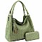 Tassel Accent Woven Large Hobo Wallet SET