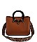 LEOPARD TRIM TOTE BAG WITH THICK LONG STRAP
