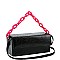 Medium Linked 2-Way Boxy Chain Strap Accent Flap Satchel
