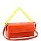 Medium Linked 2-Way Boxy Chain Strap Accent Flap Satchel